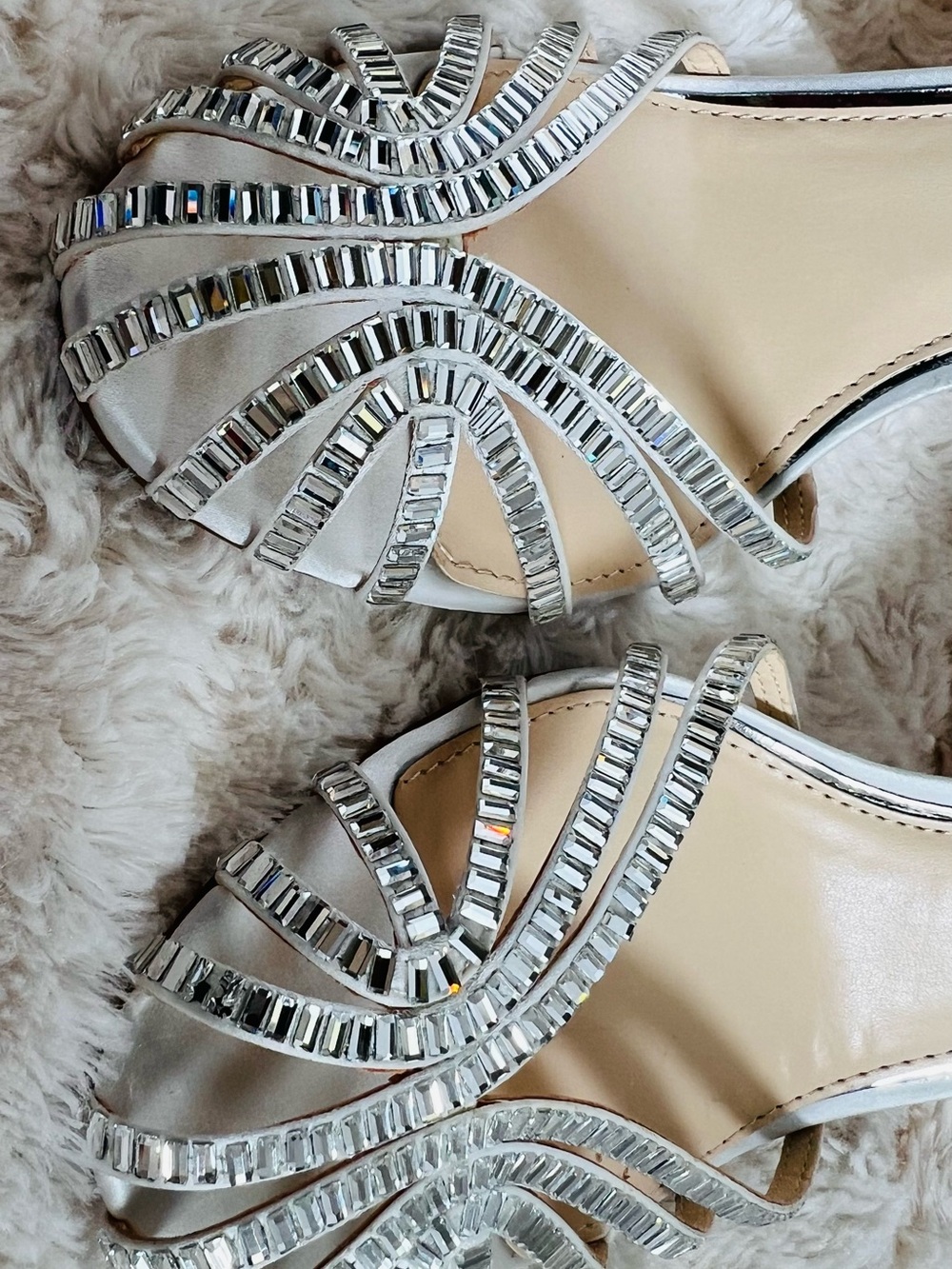 Jessica Simpson Jileta Silver Crystal Strappy Heels - Picture 5 of 7
